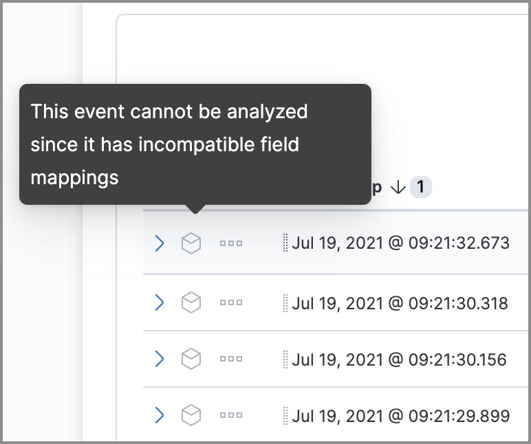 Shows incompatible field mappings