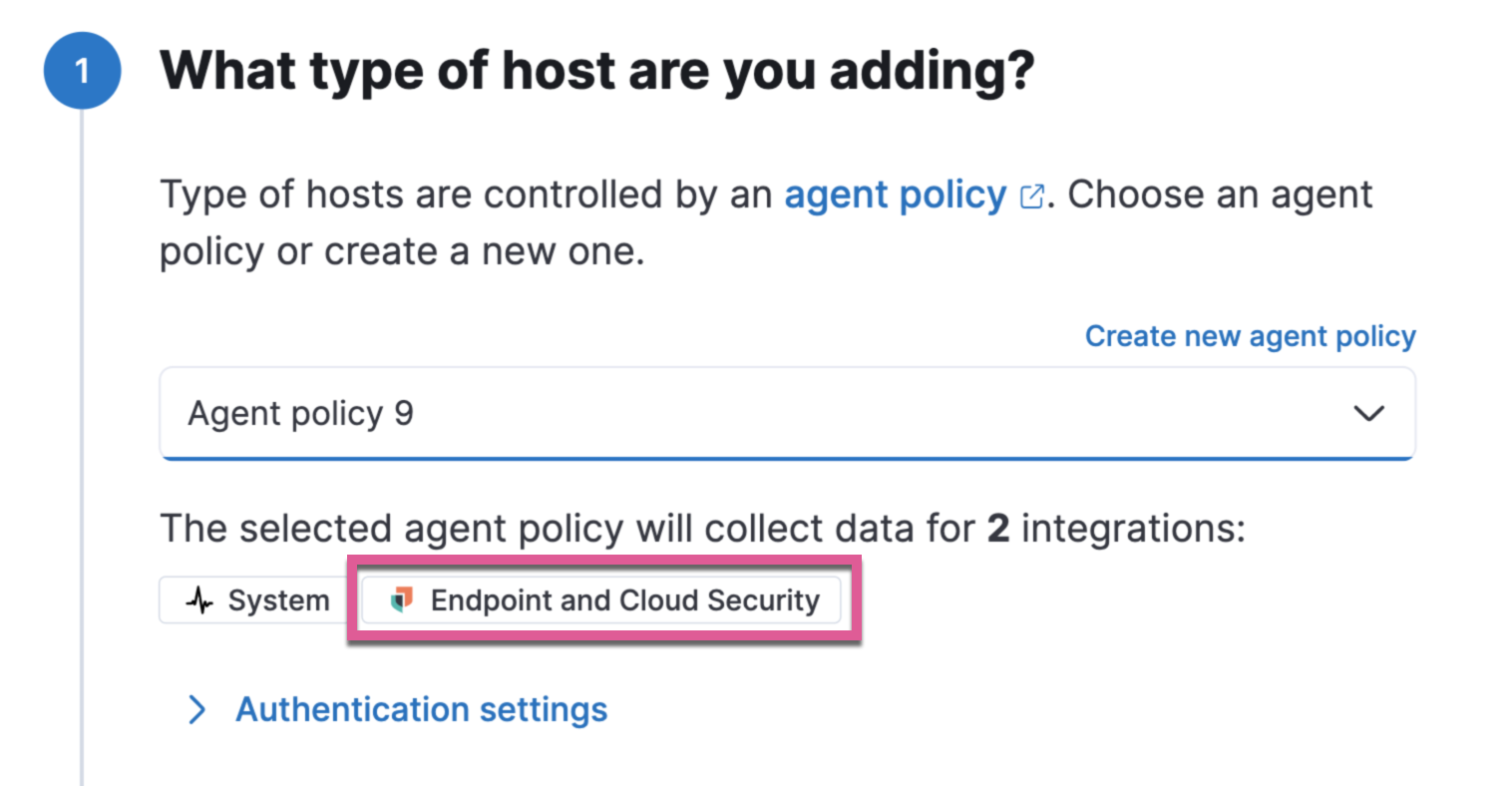 Add agent flyout with Endpoint and Cloud Security integration highlighted.
