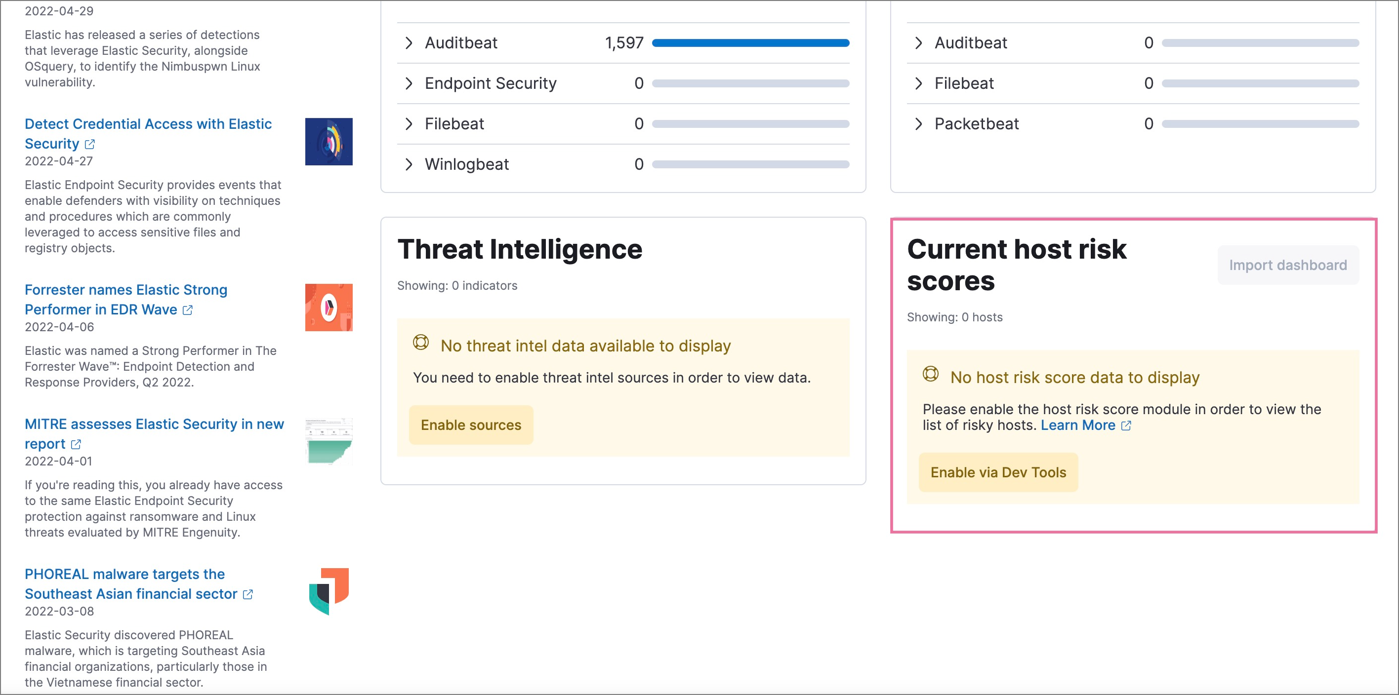 Enable host risk score in Dev Tools Console