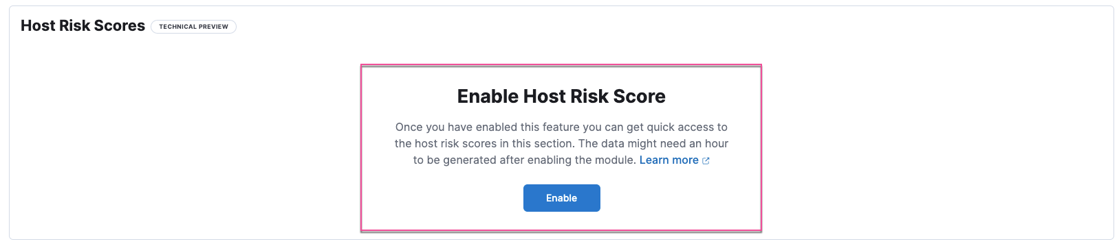 Enable Host Risk Score button