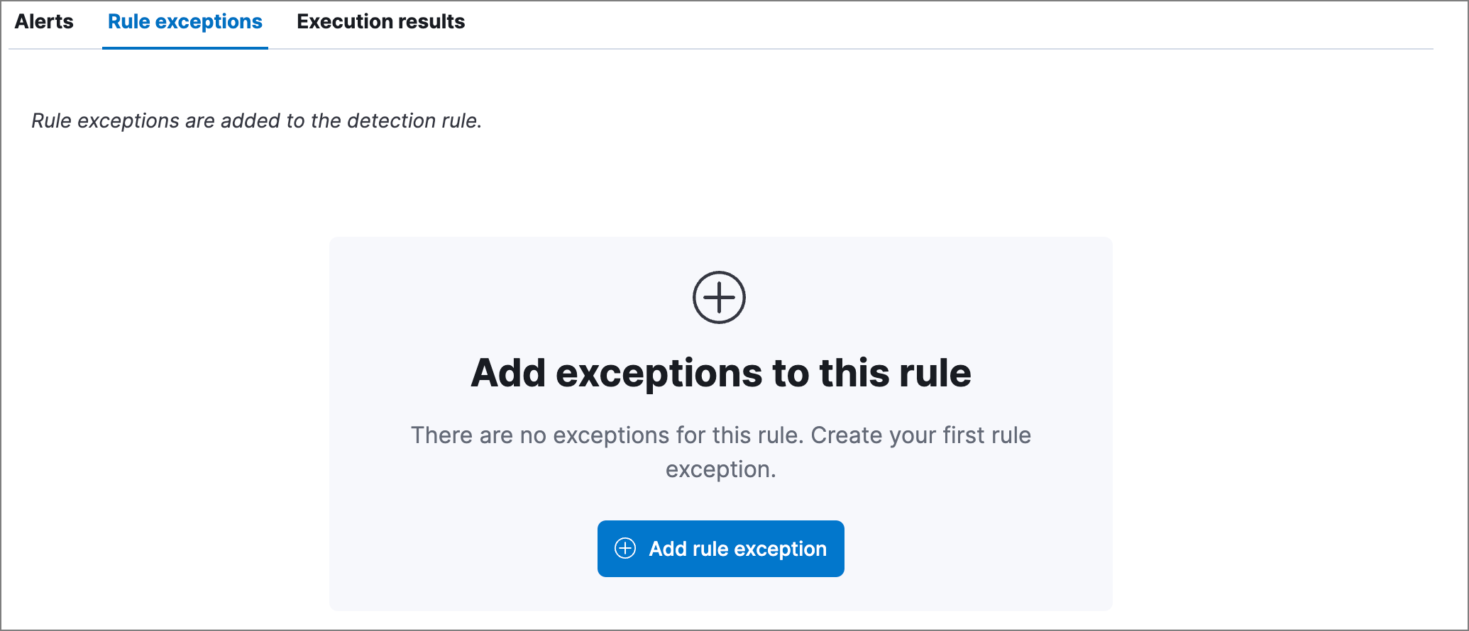 Detail of rule exceptions tab