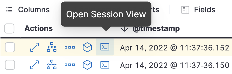 Detail of the Open Session View button