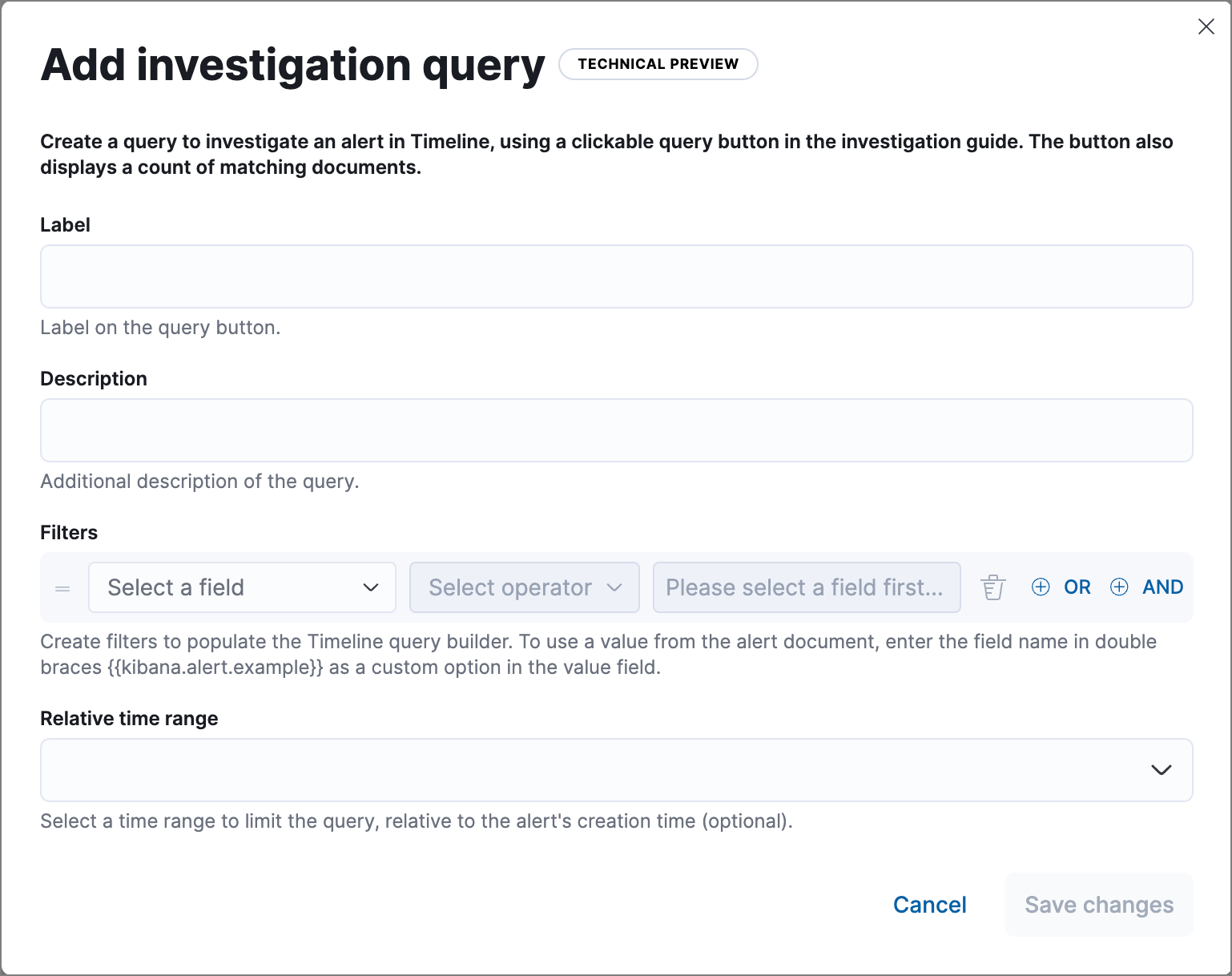 Add investigation query UI