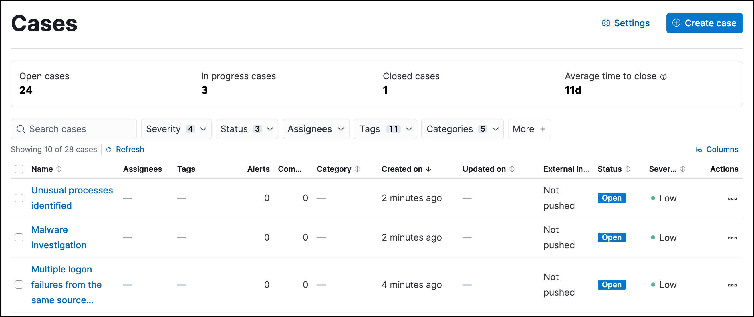 Cases page