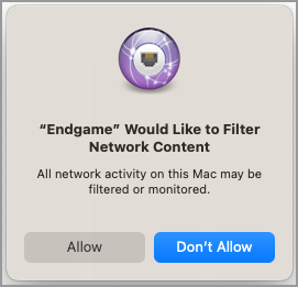 endgame allow network filter ven