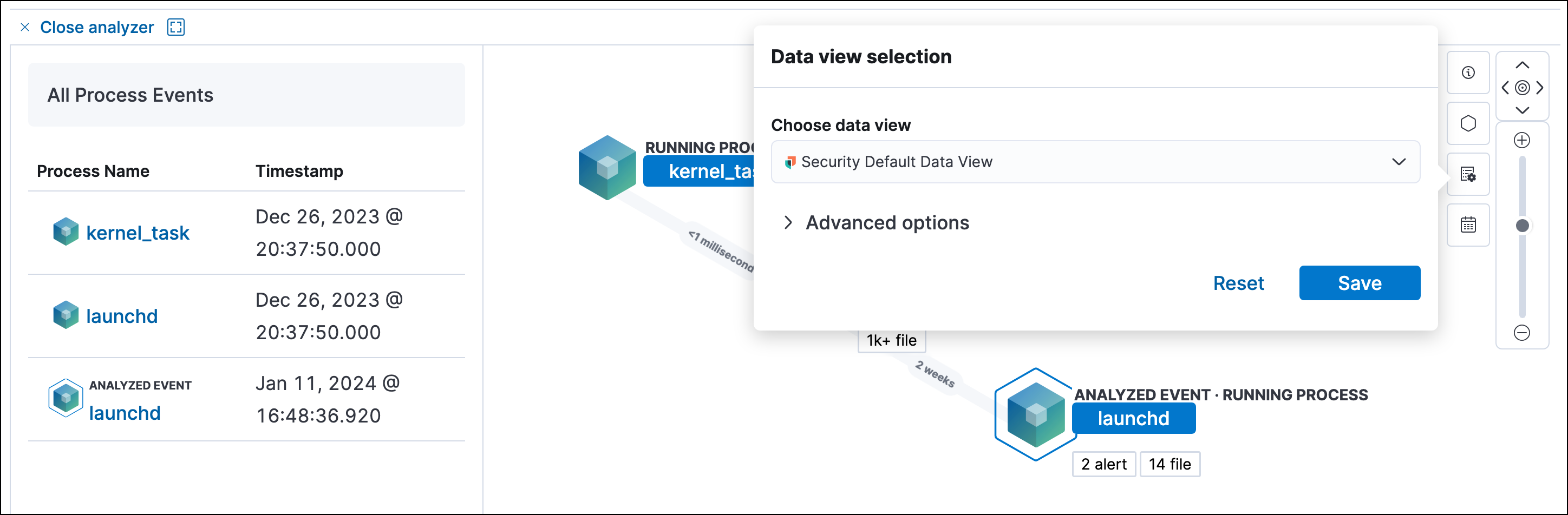 data view selection