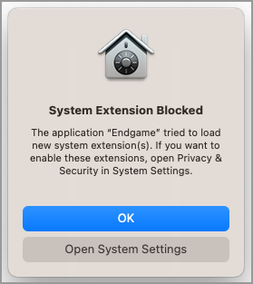 System extension blocked