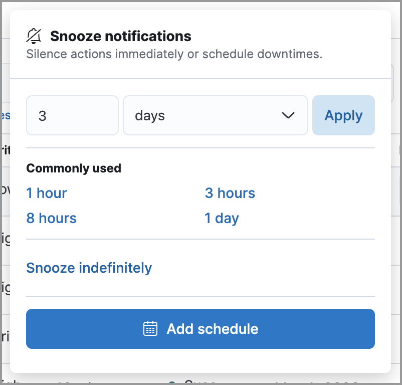 Rules snooze options