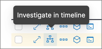 Shows the Investigate in timeline button