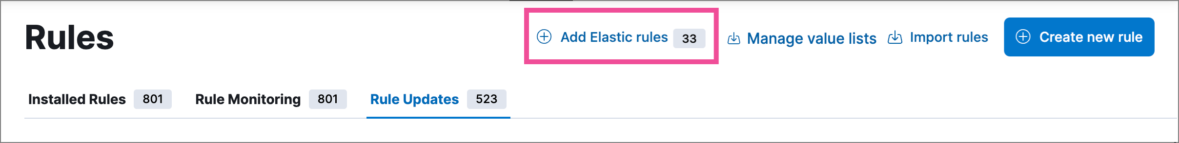 The Add Elastic Rules page