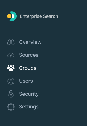 The sidebar menu with groups highlighted.