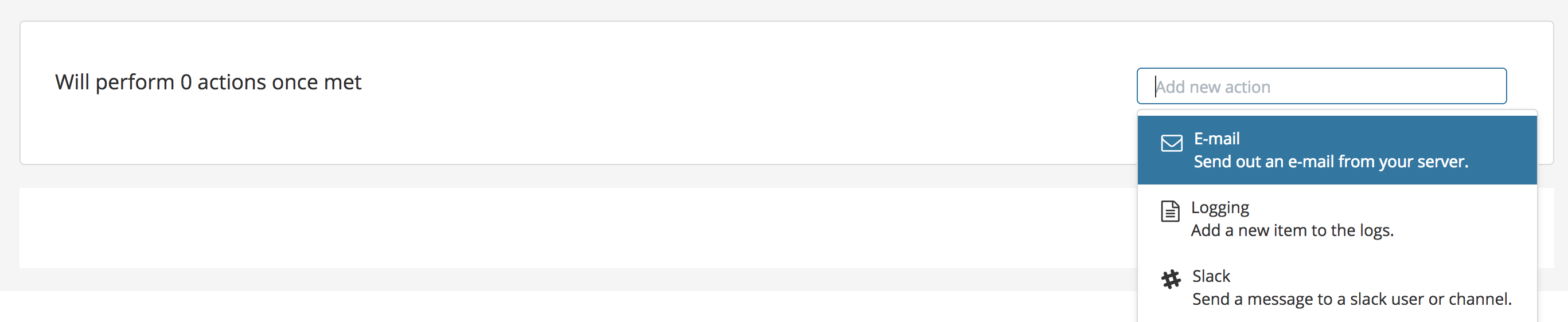 Threshold Alert Select Action