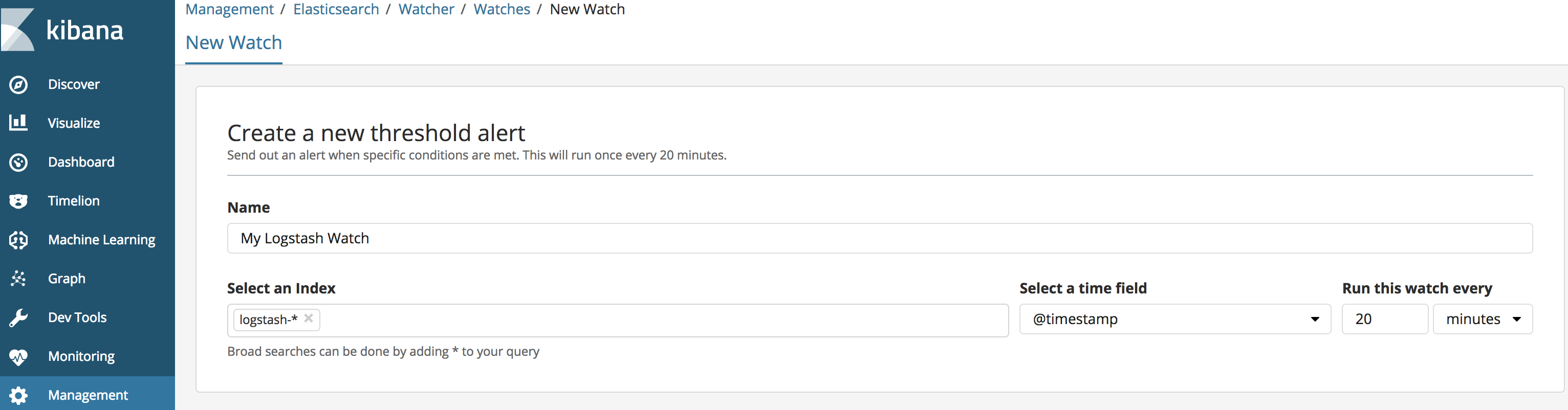 Created Threshold Alert