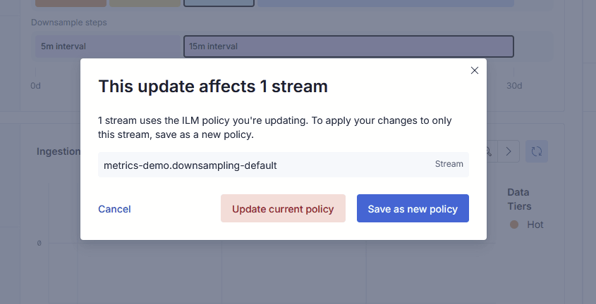 Save as new policy prompt when editing a shared ILM policy in Elastic Streams