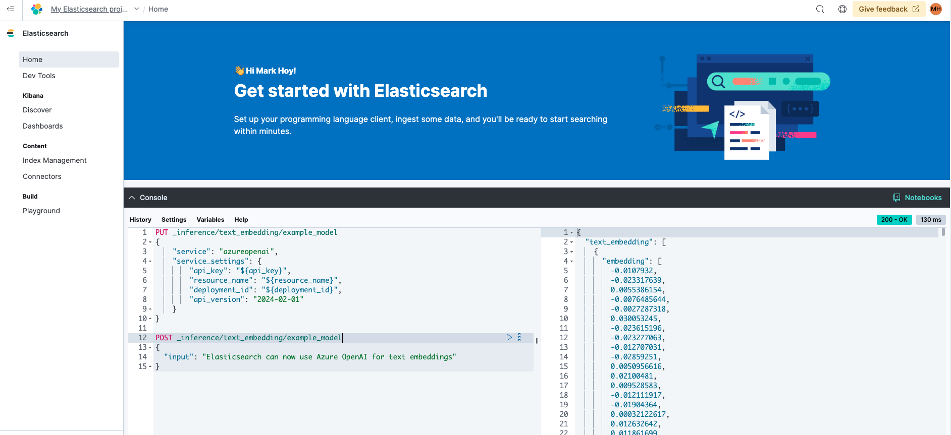 Elasticsearch open inference API adds support for Azure OpenAI embeddings