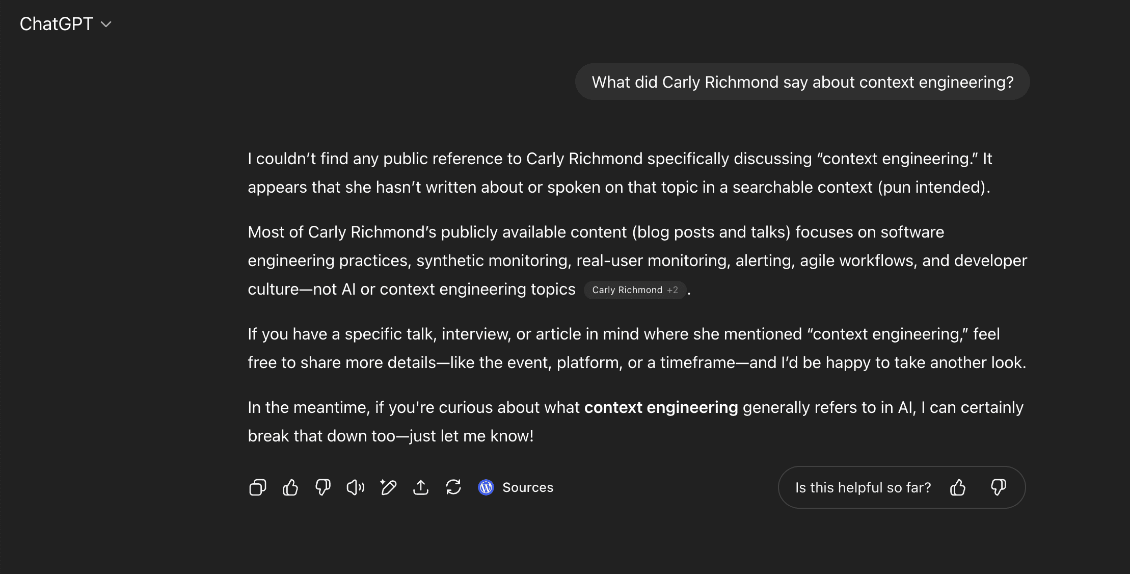 ChatGPT 输出询问作者对上下文工程的评价