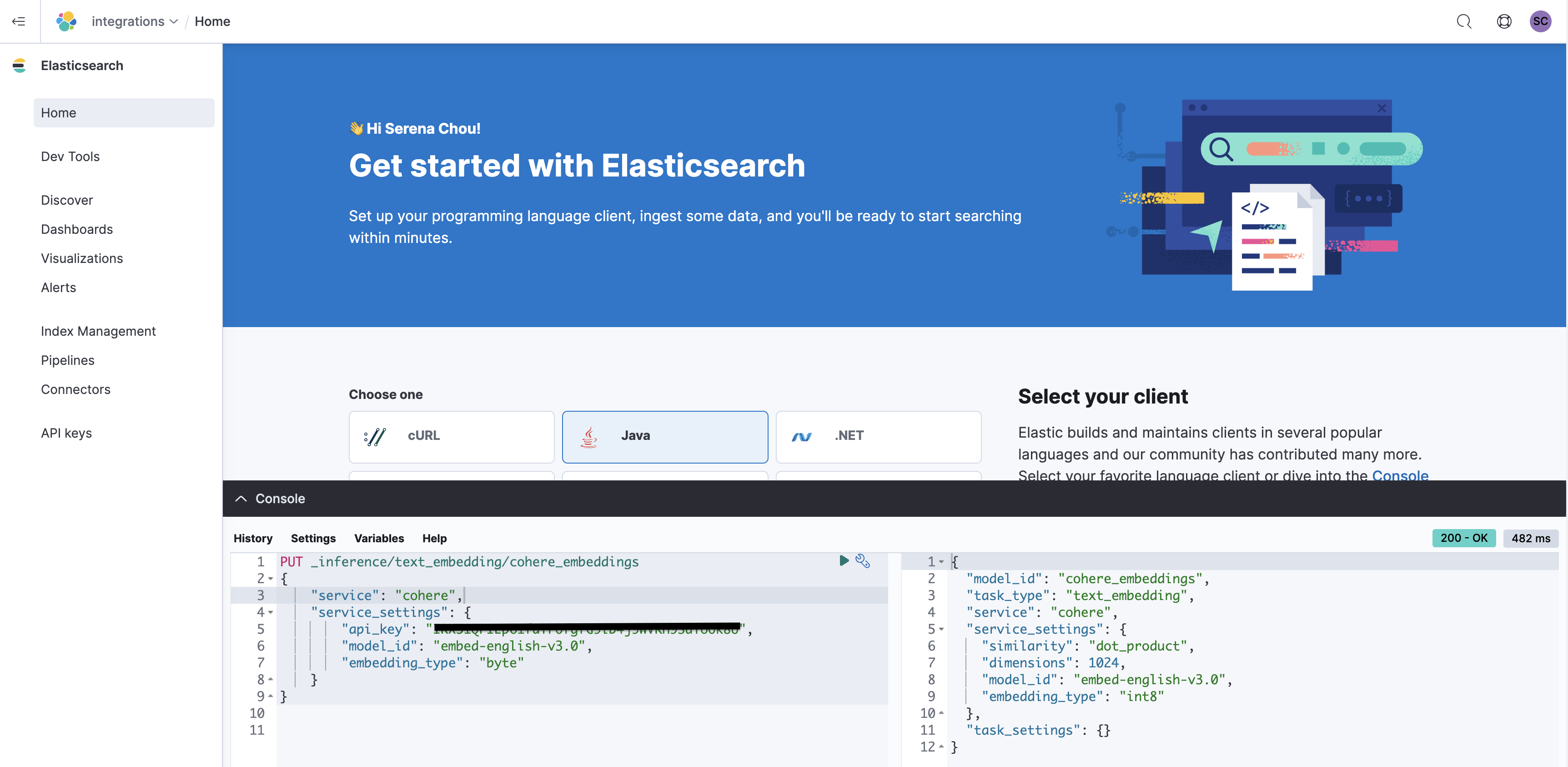 Elasticsearch open inference API adds support for Cohere Embeddings