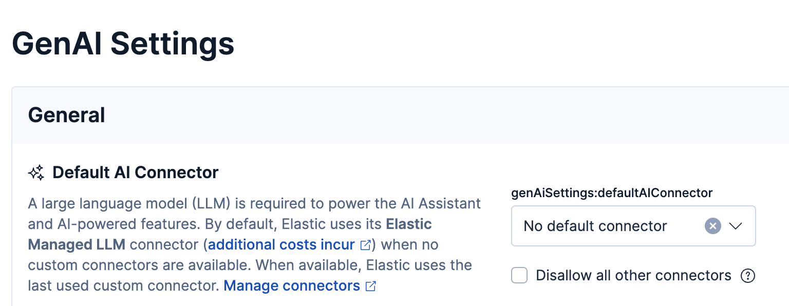 GenAI setting - Default AI connector