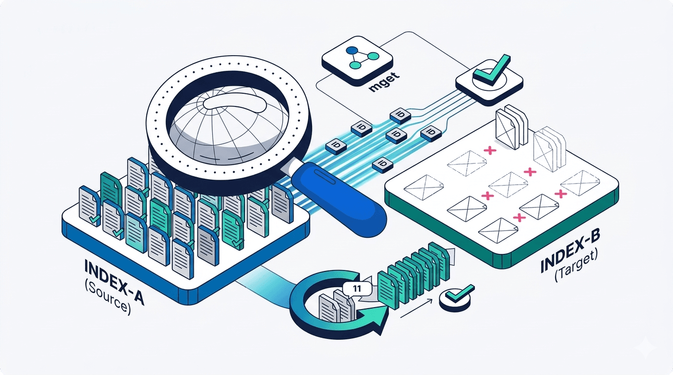 How to compare two Elasticsearch indices and find missing documents