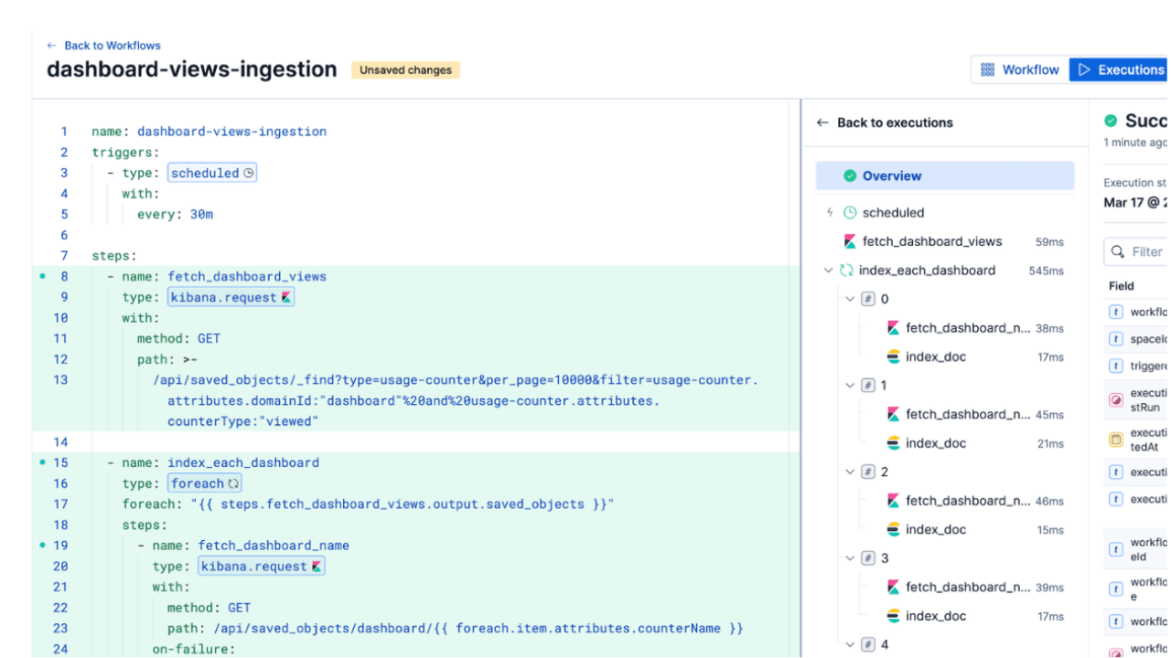 Monitoring Kibana dashboard views with Elastic Workflows