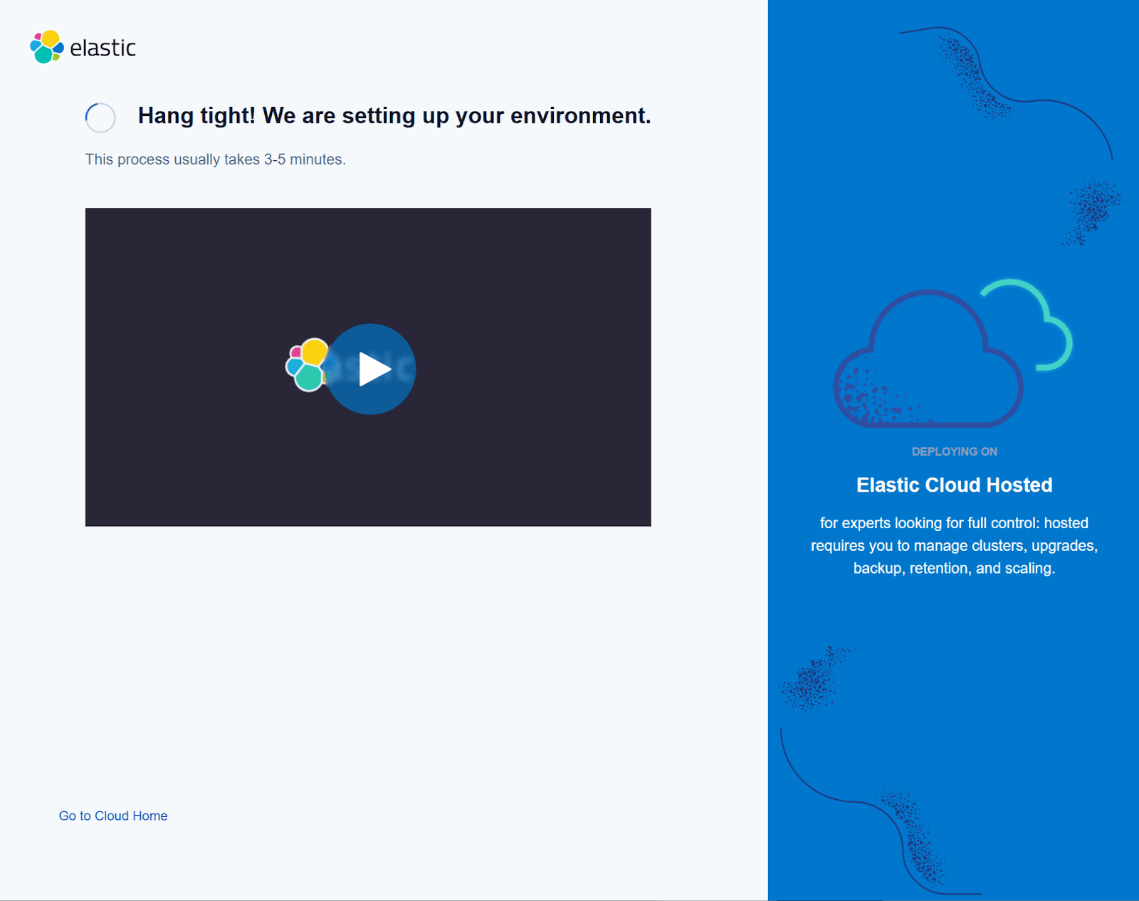 Wait a few minutes to have your Elastic deployment running on Google Cloud