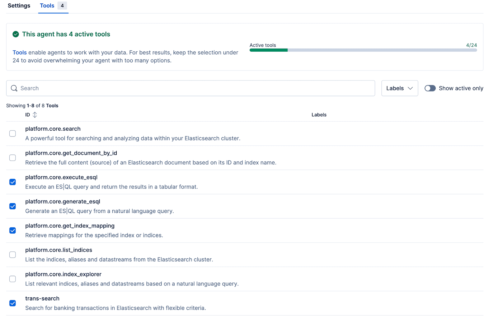Select the tool we created as part of the agent