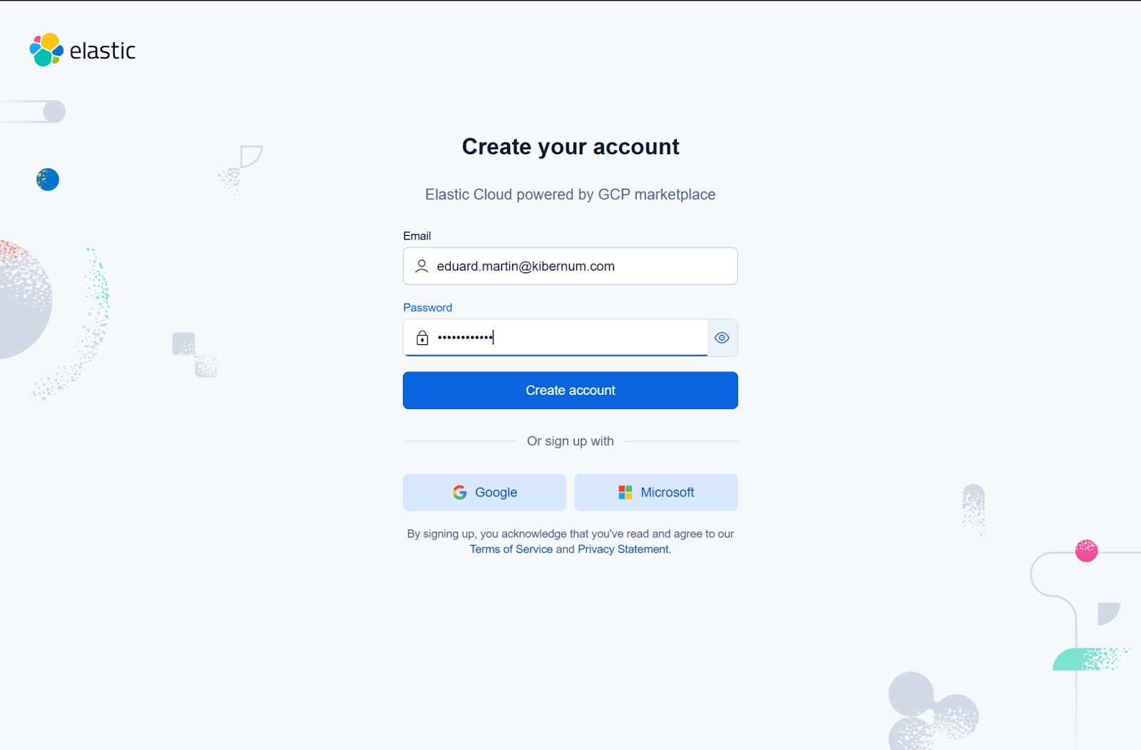 Create your Elastic account after placing the order on GCP Marketplace