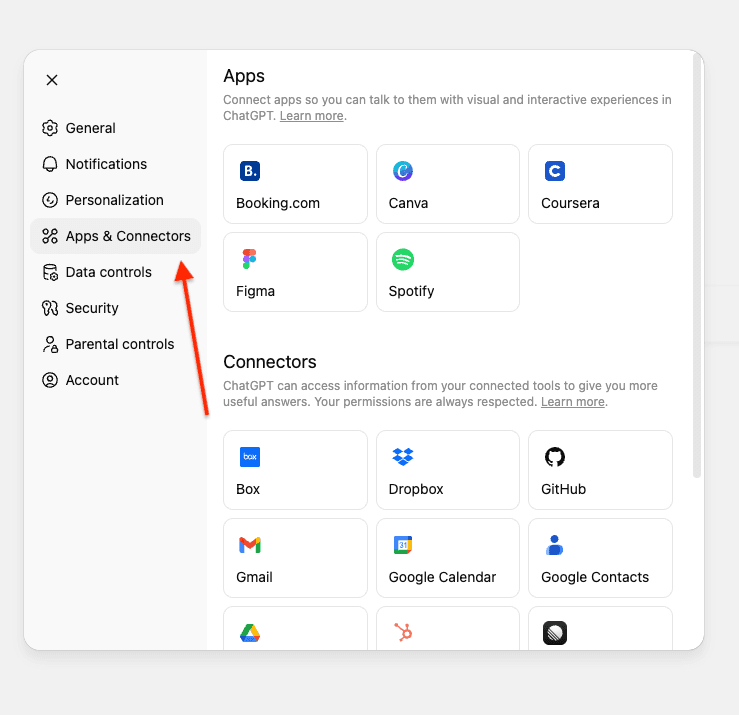 ChatGPTアカウントへのMPCサーバーの接続
