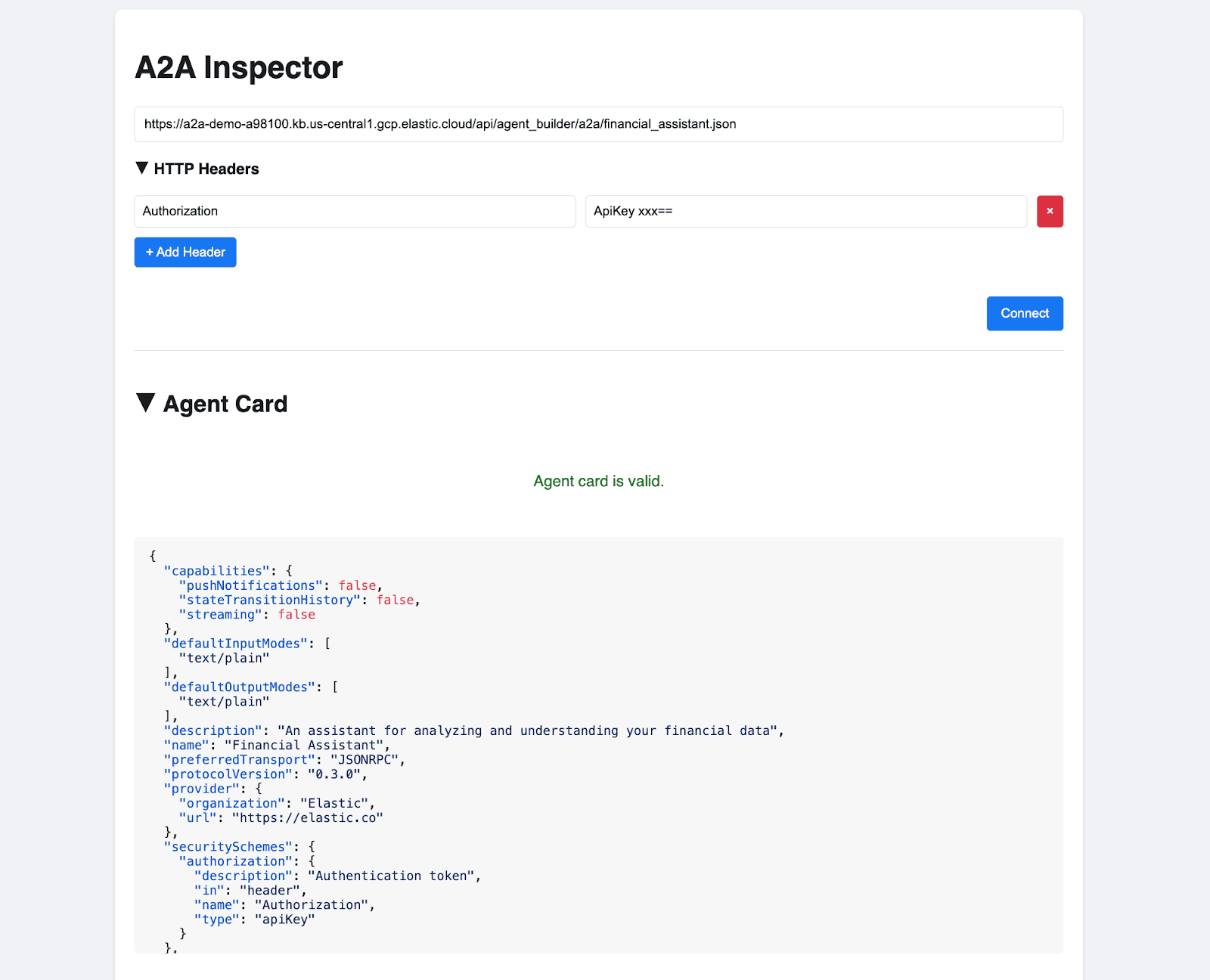 A2A Agent Card and Agent Inspector setup