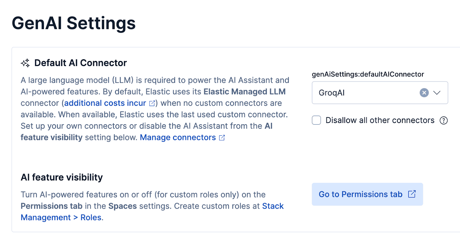 go to Elastic's GenAI Settings and set Groq as your default GenAI.