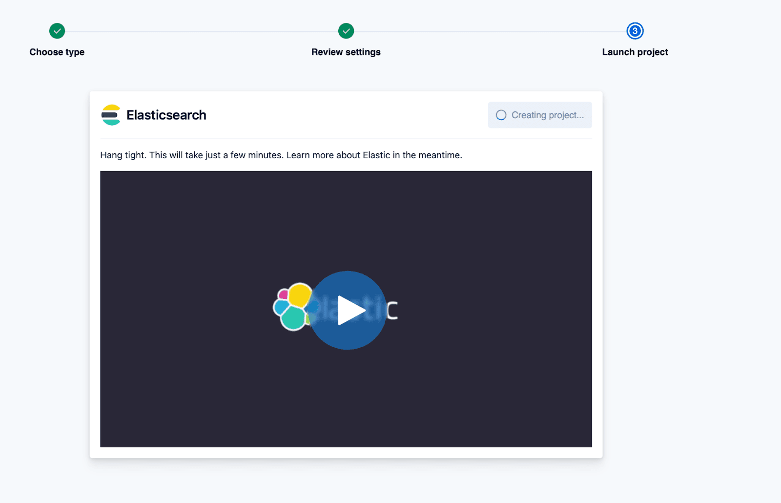 Elastic Serverless project is being created