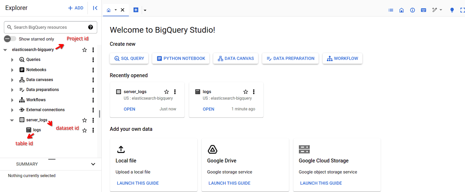 Your files in BigQuery Studio