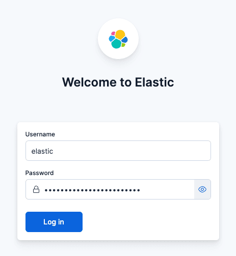 Elastic login screen
