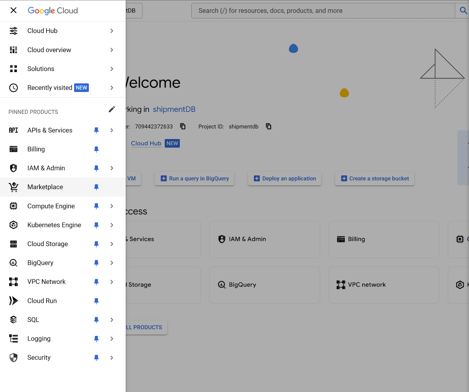 Google Cloud Marketplace access