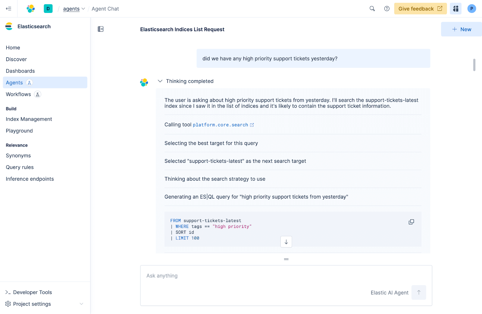 Elastic AI Agent Builder for context engineering - Elasticsearch Labs