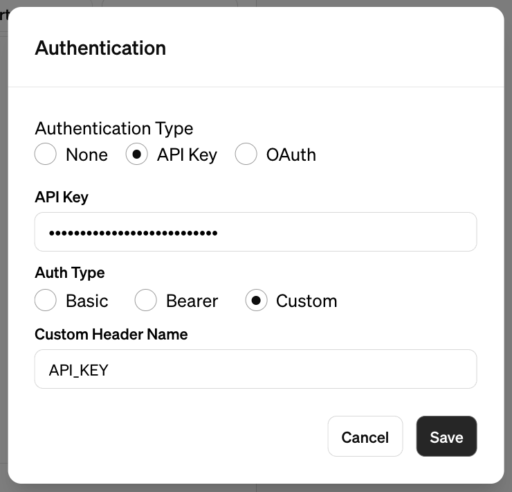 screenshot of api key editor in chatgpt