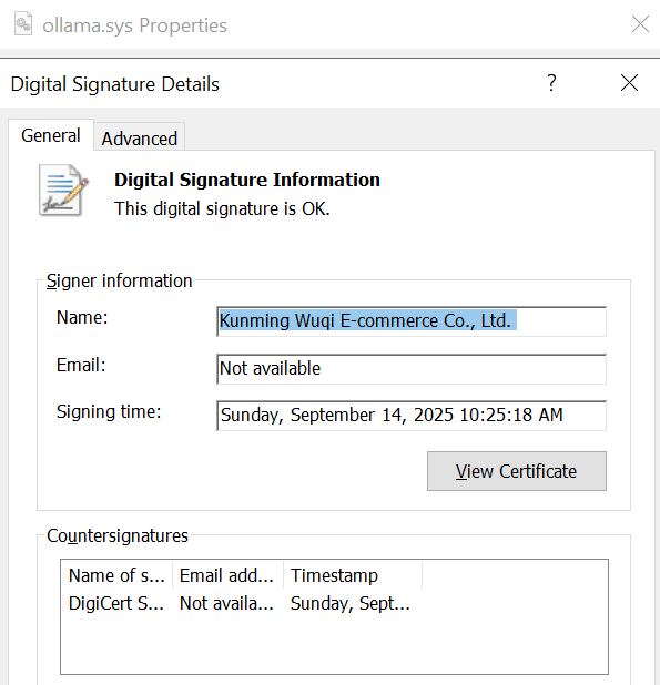 Sürücünün dijital imzası.