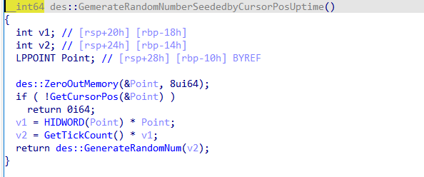 Random number generator using cursor position