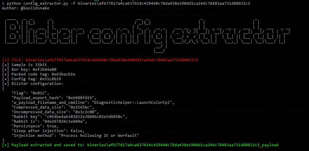 Config extractor output