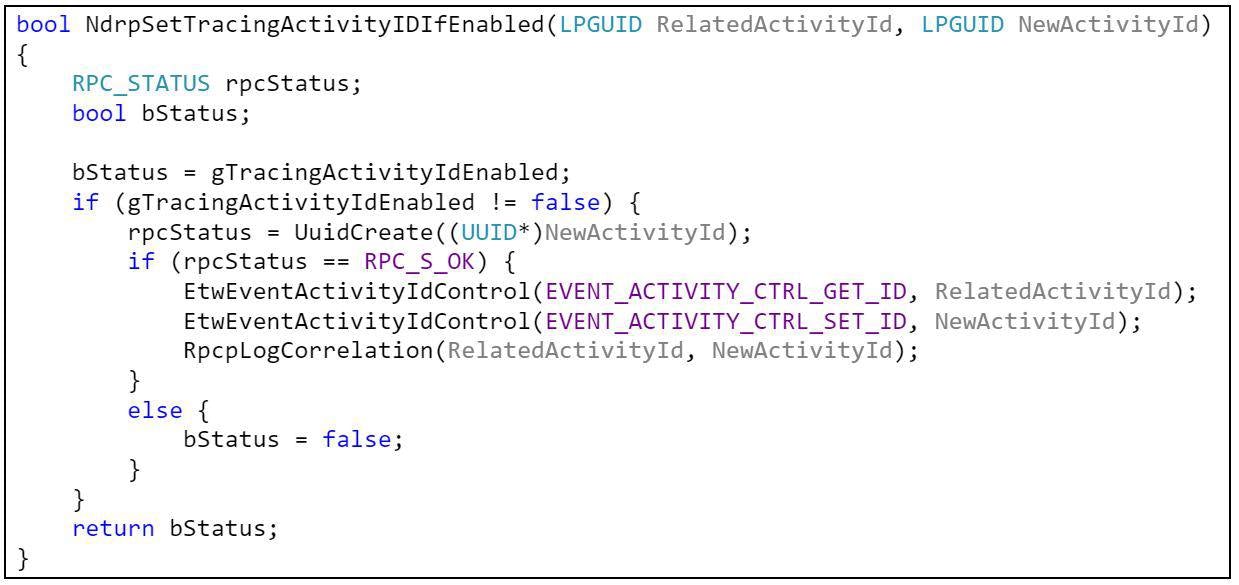 Ghidra decompilation for RPC ActivityId creation