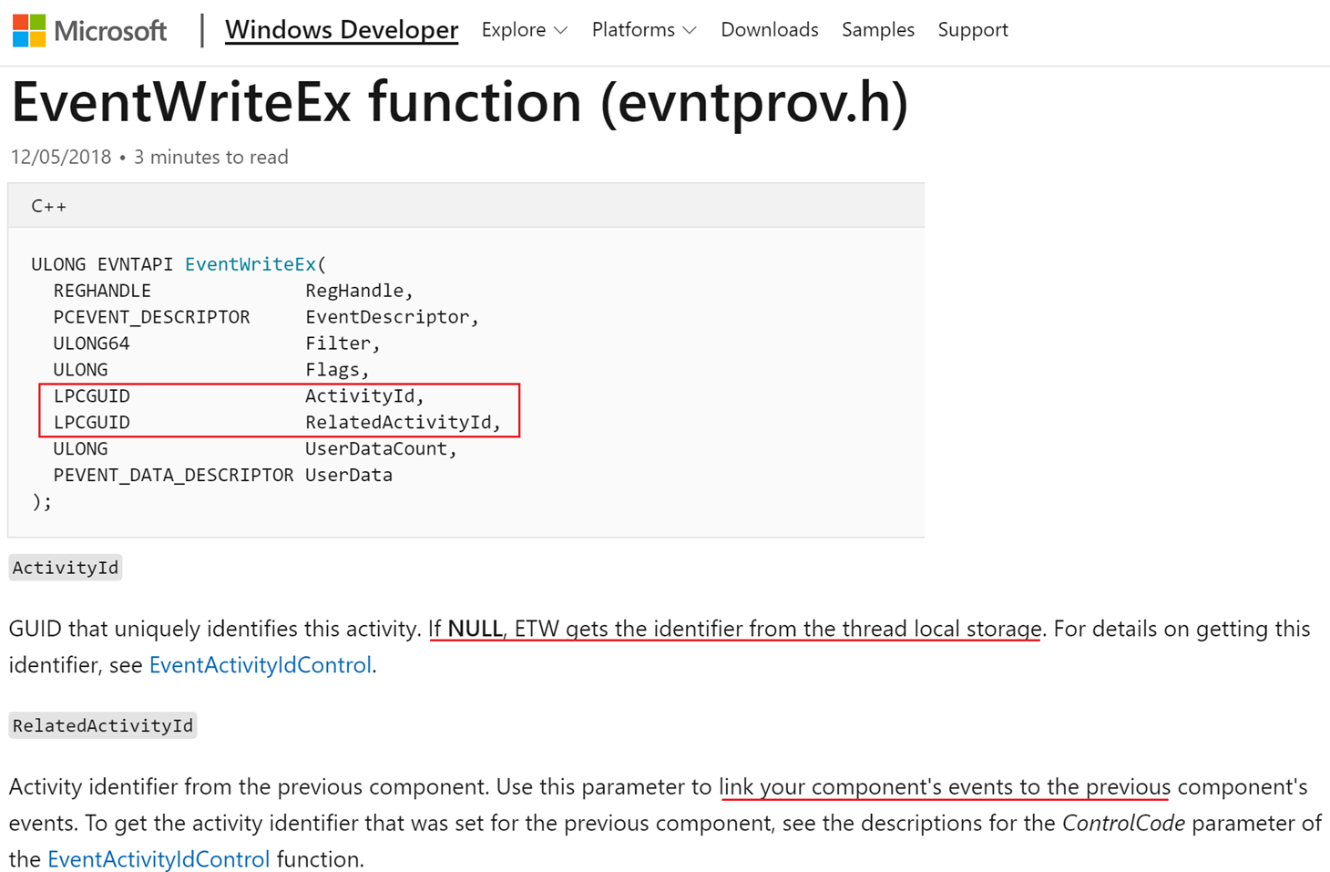 Annotated MSDN documentation for EventWriteEx