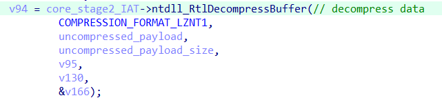 Decompression using the RtlDecompressBuffer API