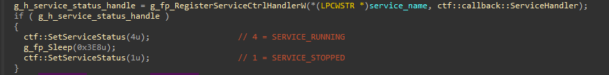 BLOODALCHEMY’s service entry point masquerading service status