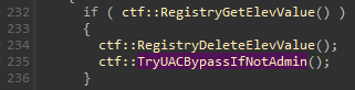 0x40EC39 Forced UAC bypass if the elev key exists in the registry