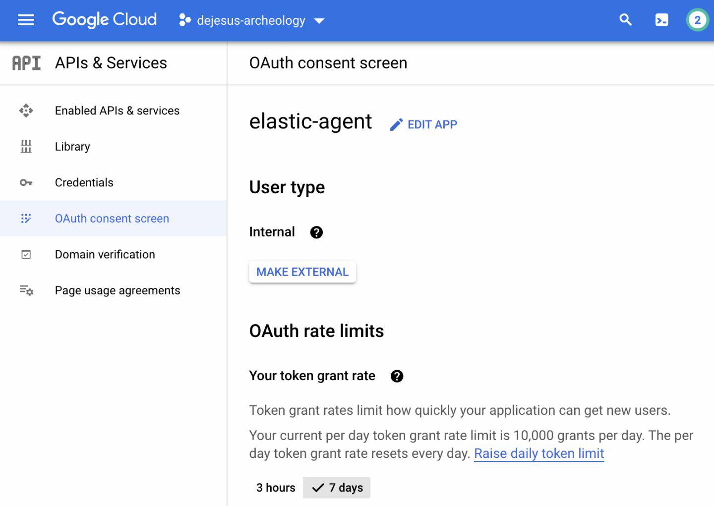 OAuth consent screen setup for application in GCP