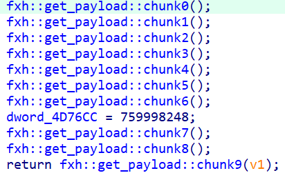 Functions used to retrieve core payload in chunks