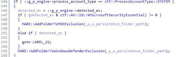 QBOT adding its persistence folder to Windows Defender and MSE exclusion paths