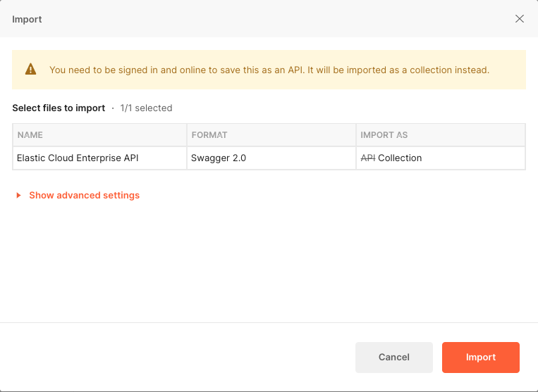 The Confirm your import window in Postman The Confirm your import window in Postman