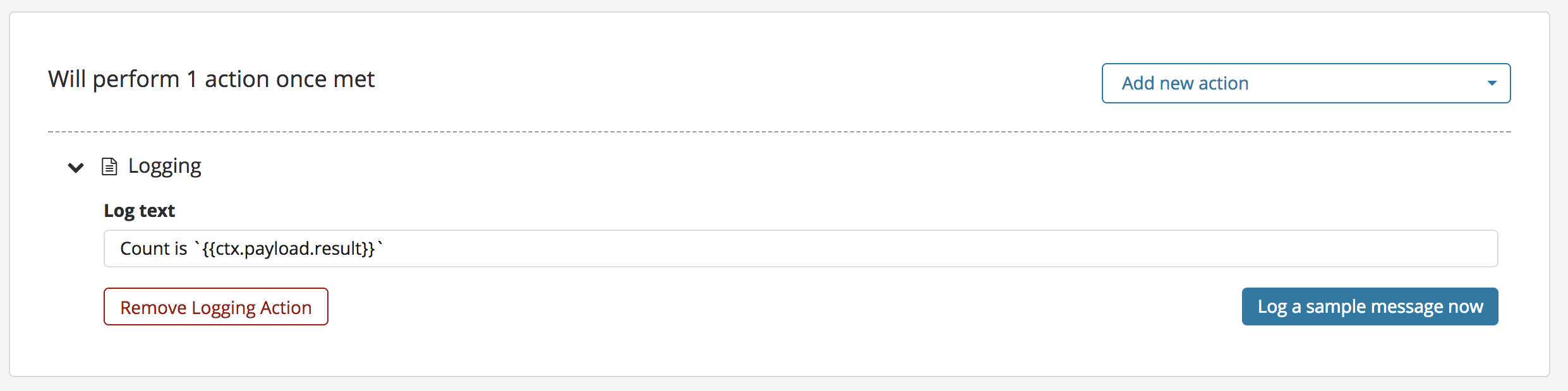 Threshold Alert Logging Action